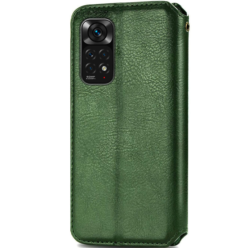 Фото Шкіряний чохол книжка GETMAN Cubic (PU) на Xiaomi Redmi Note 11 (Global) / Note 11S (Зелений) на vchehle.ua