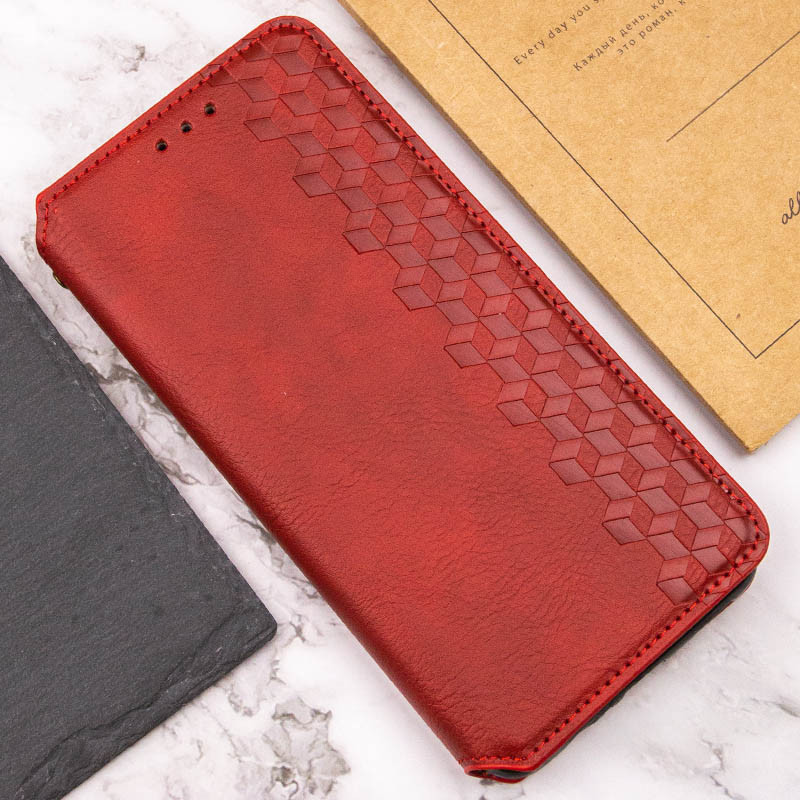 Шкіряний чохол-книжка GETMAN Cubic (PU) на Xiaomi Redmi Note 14 Pro 5G / 14 Pro+ (Червоний) в магазині vchehle.ua