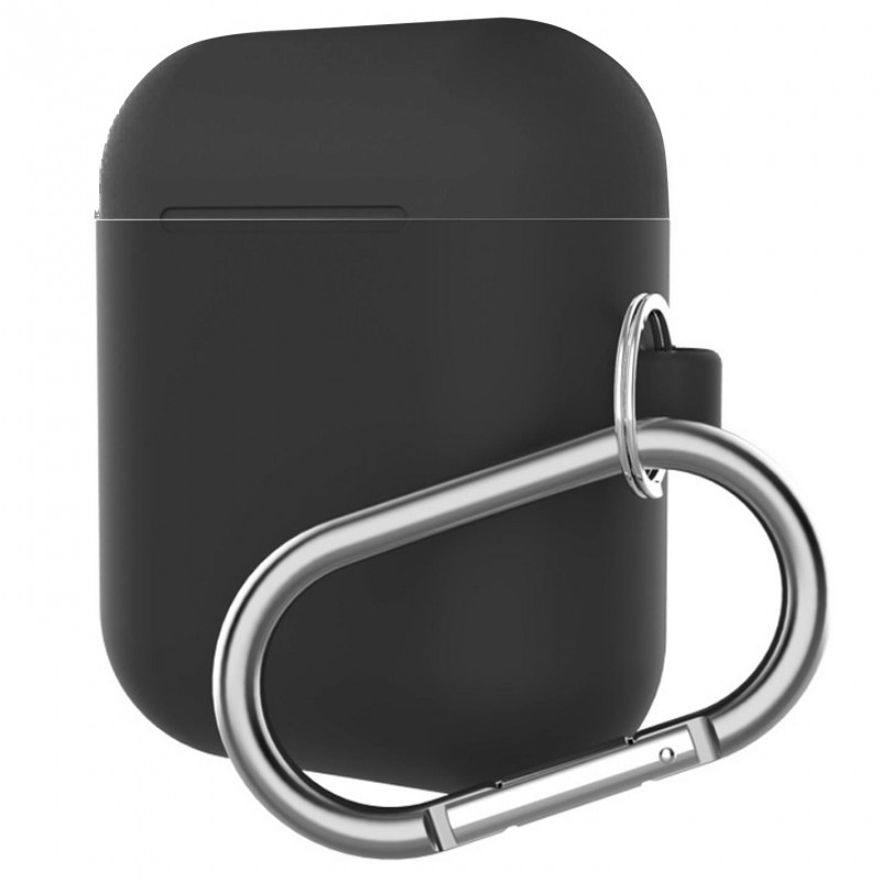 

Силиконовый футляр с карабином для наушников AirPods (Черный / Black slim) 873967