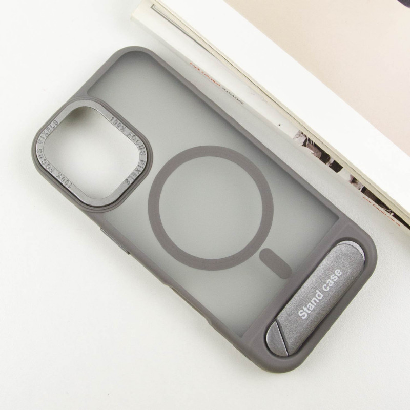 Фото TPU+PC чехол Stand case для Apple iPhone 16 (6.1") (Grey) в магазине vchehle.ua