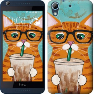 Чохол Зеленоокий кіт в окулярах на HTC Desire 626G