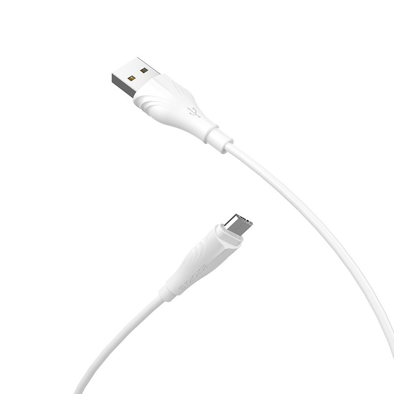 Фото Дата кабель Borofone BX18 Optimal USB to MicroUSB (2m) (Белый) на vchehle.ua