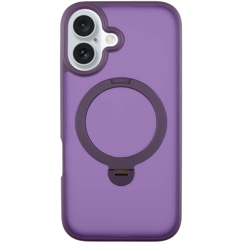 TPU+PC чохол Metal Buttons with Magnetic Safe Colorful HQ Ring для Apple iPhone 16 (6.1") (Purple)