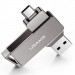 Фото Флеш накопитель USAMS US-ZB201 Type-C+ USB3.0 Rotatable High Speed Flash Drive 128 Gb (Iron-grey) на vchehle.ua