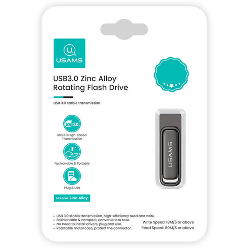 Замовити Флеш-накопичувач Usams US-ZB334 USB 3.0 Zinc Alloy Rotating – 256GB (Tarnish) на vchehle.ua