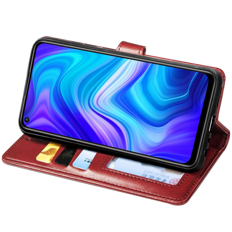 Купить Кожаный чехол книжка GETMAN Gallant (PU) для Xiaomi Redmi Note 9 / Redmi 10X (Красный) на vchehle.ua