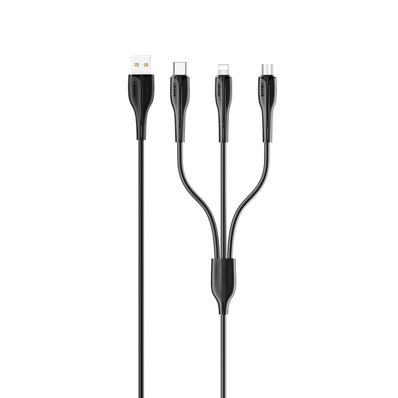 Дата кабель Usams US-SJ374 U38 3IN1 Charging Cable 1m (Чорний)