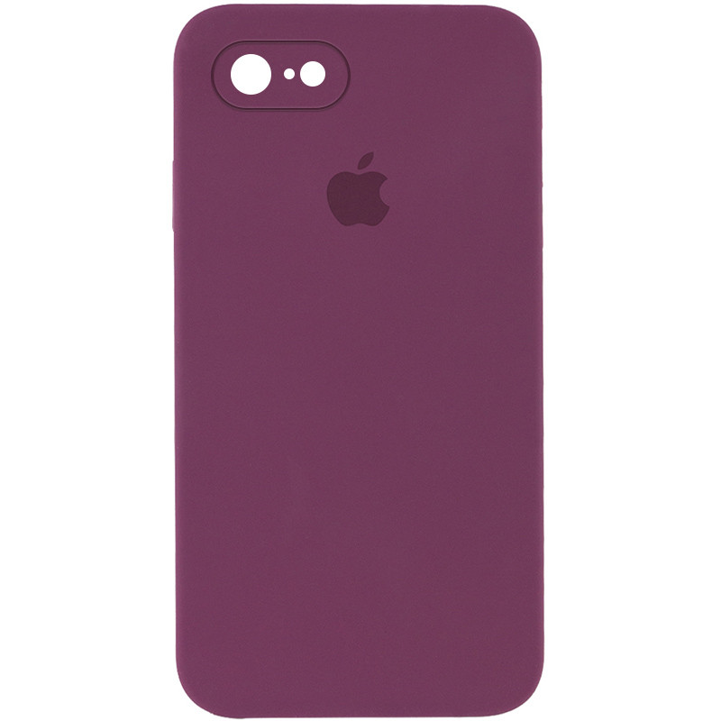 Чехол Silicone Case Square Full Camera Protective (AA) для Apple iPhone 7 / 8 / SE (2020) (4.7") (Бордовый / Maroon)