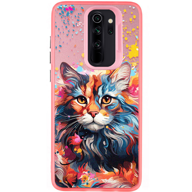 TPU+PC чехол TakiTaki Magic glow для Xiaomi Redmi Note 8 Pro (Cat / Pink)