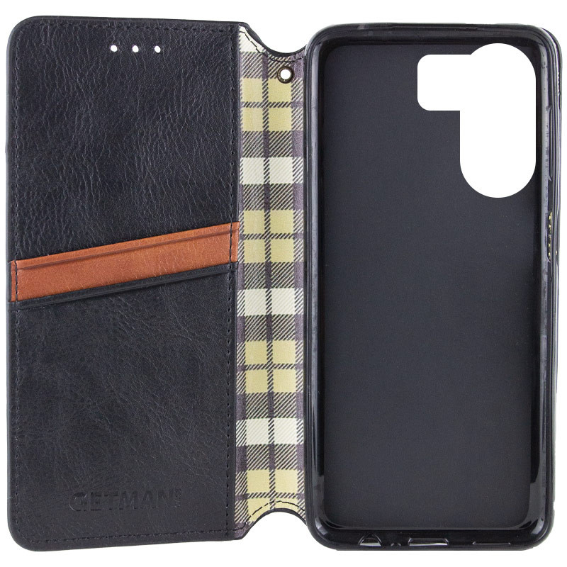 Фото Кожаный чехол-книжка GETMAN Cubic (PU) для Xiaomi Redmi 13C / Poco C65 (Черный) в магазине vchehle.ua