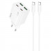 СЗУ Hoco N55 Fundador PD20W+QC3.0 (2USB-A/2C) + кабель Type-C to Type-C (White)