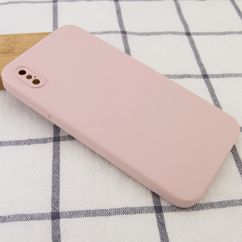 Фото Silicone Case Square Full Camera Protective (AA) NOLOGO для Apple iPhone X / XS (5.8") (Розовый / Pink Sand) на vchehle.ua