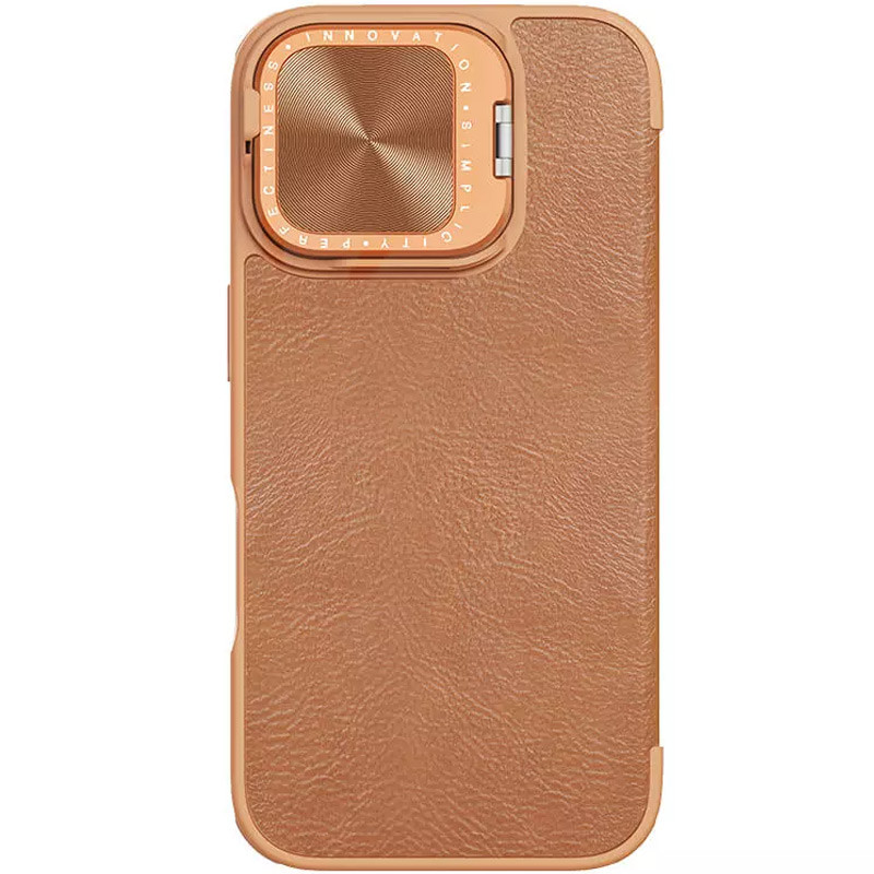 Фото Кожаный чехол (книжка) Nillkin Qin Prop для Apple iPhone 16 (6.1") (Brown) на vchehle.ua