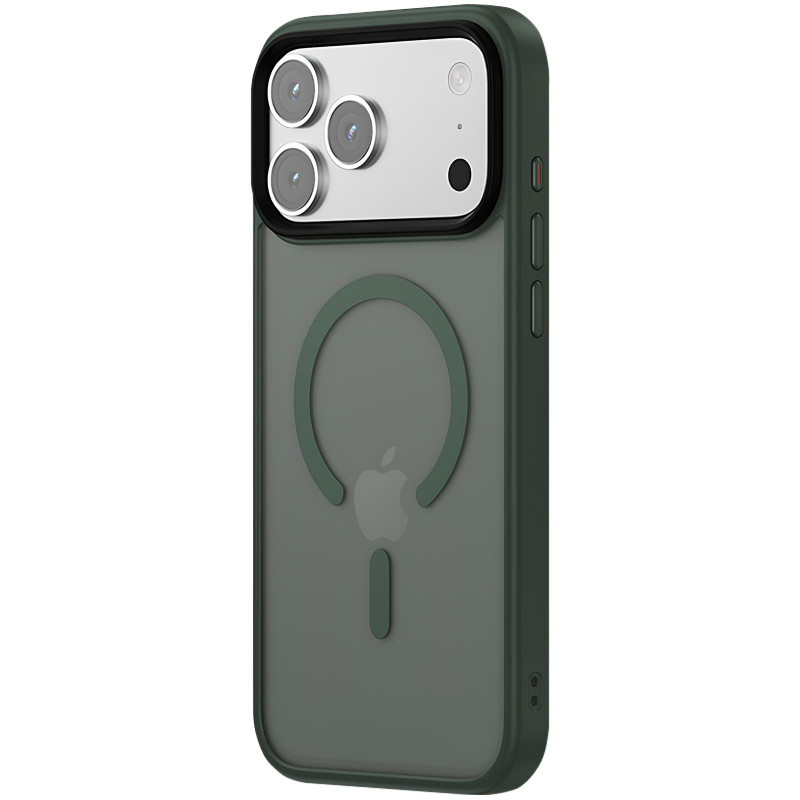 Фото TPU+PC чехол Metal Buttons with  Magnetic Safe Colorful для Apple iPhone 17 Pro Max (6.9") (Зеленый / Dark Green) на vchehle.ua