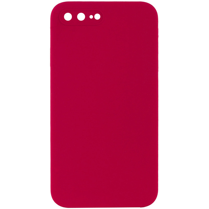 Silicone Case Square Full Camera Protective (AA) NOLOGO на Apple iPhone 7 plus / 8 plus (5.5") (Червоний / Rose Red)