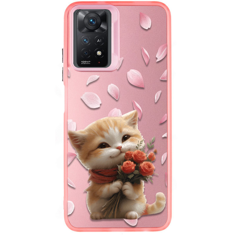 TPU+PC чехол TakiTaki Love magic glow для Xiaomi Redmi Note 11 Pro 4G/5G / 12 Pro 4G (Romantic kitten / Pink)