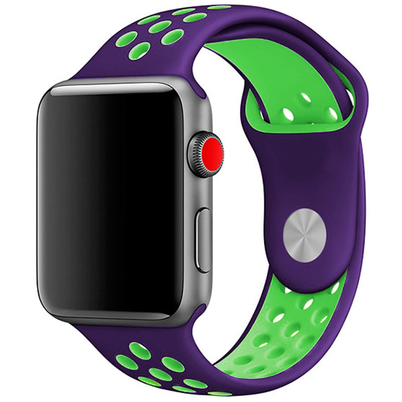 Уценка Силиконовый ремешок Sport+ для Apple watch 38mm / 40mm (Дефект упаковки / Grape / Green)