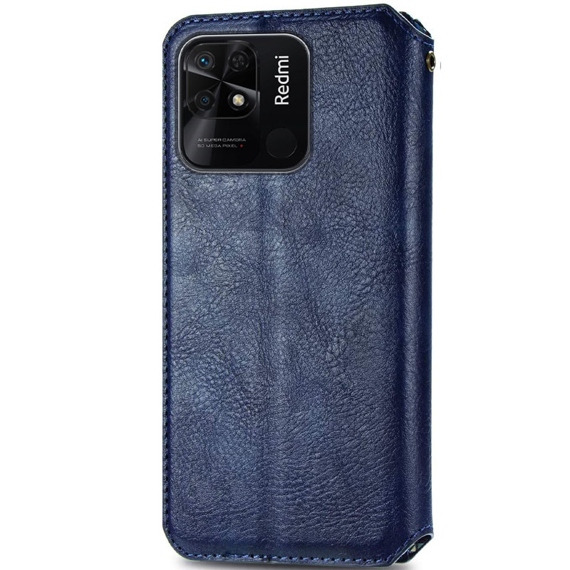 Фото Кожаный чехол-книжка GETMAN Cubic (PU) для Xiaomi Redmi 10C (Синий) на vchehle.ua
