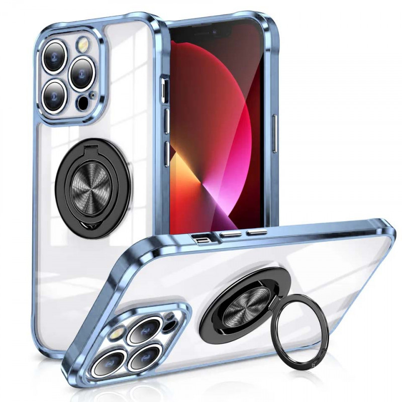 TPU+PC чохол Kickstand Color на Apple iPhone 12 Pro (6.1") (Синій / Чорний)