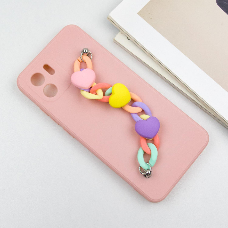 Фото Чохол Chained Heart з підвісним ланцюжком на Xiaomi Redmi A1 / A2 (Pink Sand) в маназині vchehle.ua