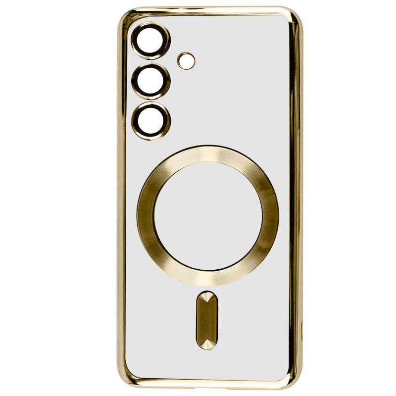 TPU чехол Fibra Chrome with Magnetic safe для Samsung Galaxy A55 (Gold)