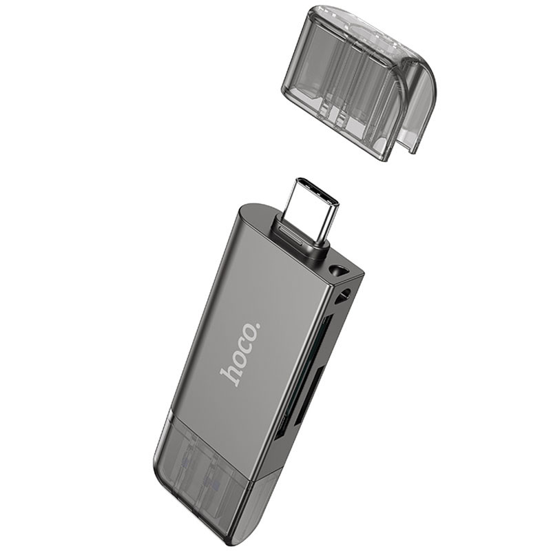 Фото Картридер Hoco HB39 USB/Type-C 3.0 high-speed card reader (Metal gray) в магазине vchehle.ua