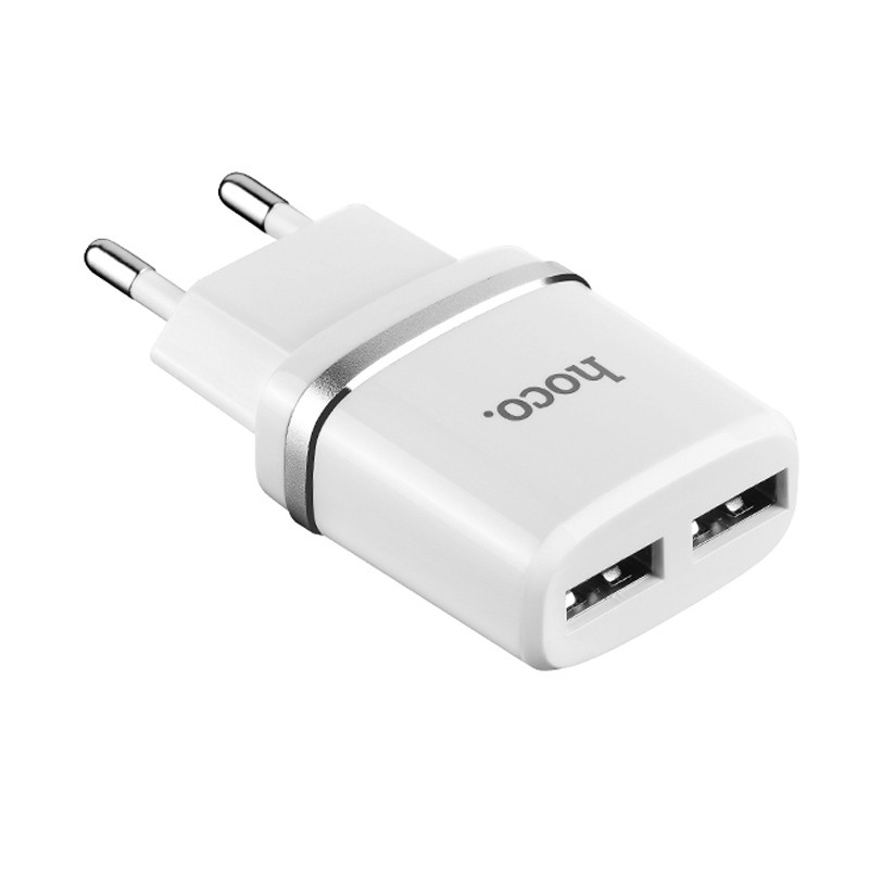 Фото СЗУ Hoco C12 Charger + Cable Lightning 2.4A 2USB (Белый) на vchehle.ua