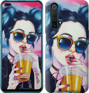 Чехол Арт-девушка в очках для Realme X50