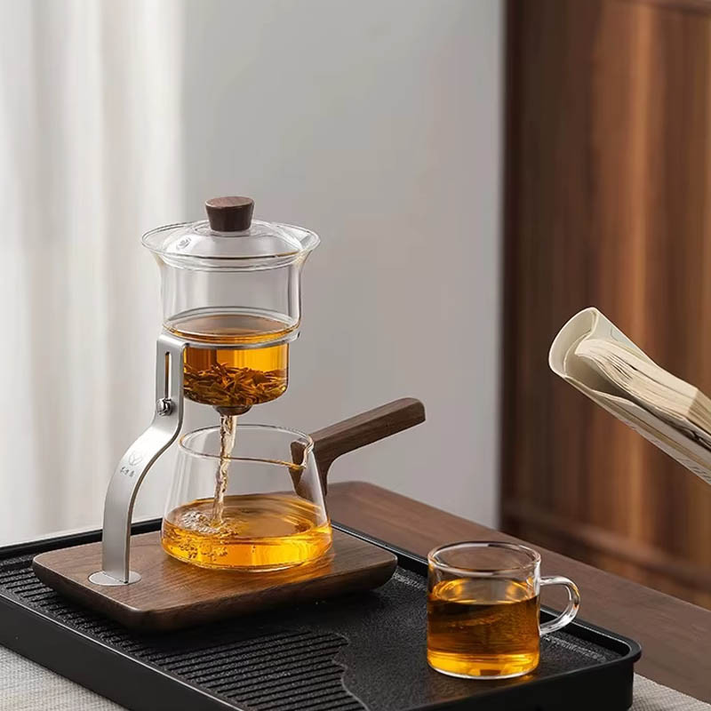 Фото Чайник для заварювання TeaPot D-40 Automatic tea maker 300/400ml (Transparent gold) в маназині vchehle.ua