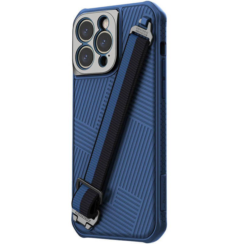 Фото Карбонова накладка Nillkin Strap Magnetic Case для Apple iPhone 14 Pro Max (6.7") (Blue) в маназині vchehle.ua