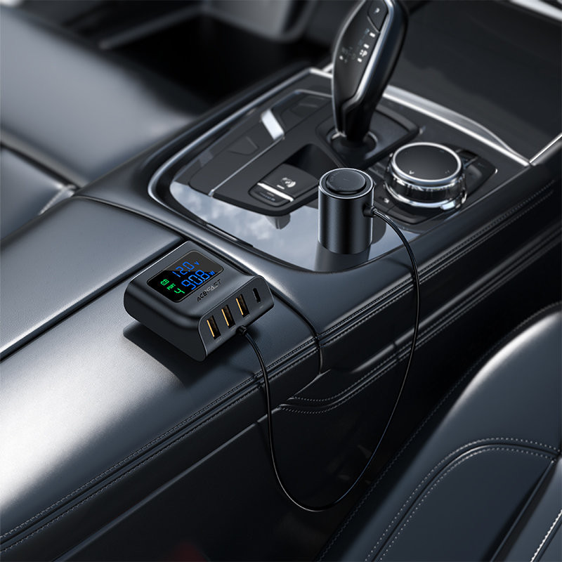 Купити АЗП Acefast B8 digital display car HUB charger (Black) на vchehle.ua