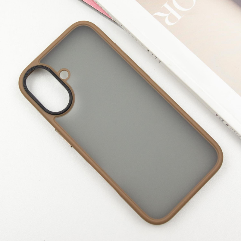 Фото TPU+PC чехол Metal Buttons для Apple iPhone 16 (6.1") (Золотой) в магазине vchehle.ua