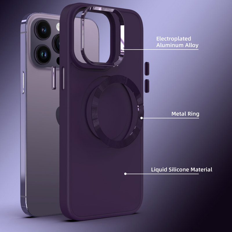 Фото TPU чехол Bonbon Metal Style with Magnetic safe для Apple iPhone 14 Pro (6.1") (Фиолетовый / Dark Purple) на vchehle.ua