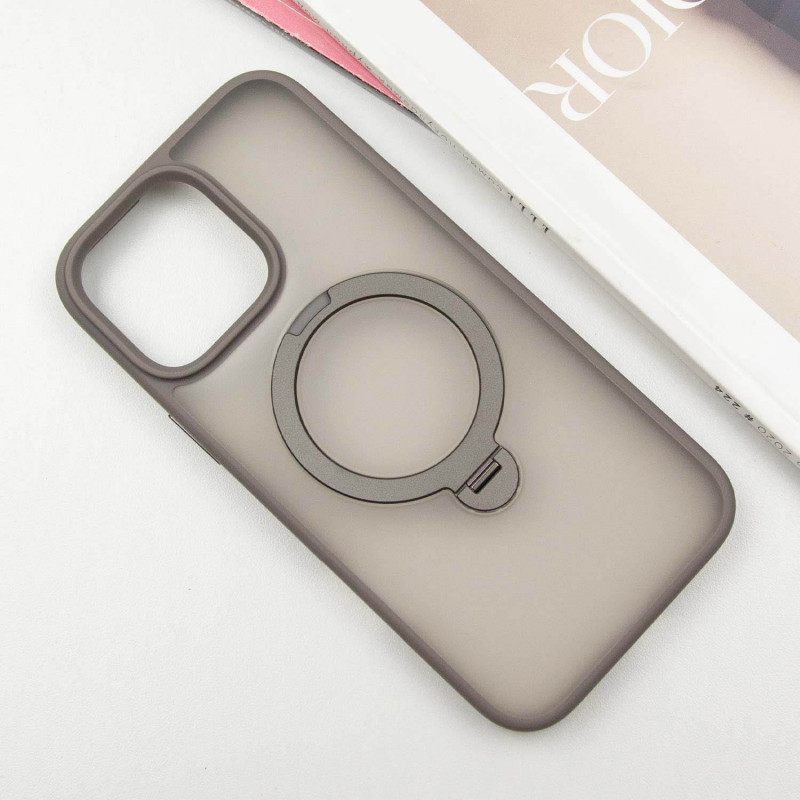 Фото TPU+PC чохол Metal Buttons with Magnetic Safe Colorful HQ Ring для Apple iPhone 15 Pro Max (6.7") (Grey) на vchehle.ua