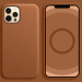Фото Уценка Кожаный чехол Leather Case (AAA) with MagSafe and Animation для Apple iPhone 12 Pro/12 (6.1") (Эстетический дефект / Saddle Brown) на vchehle.ua