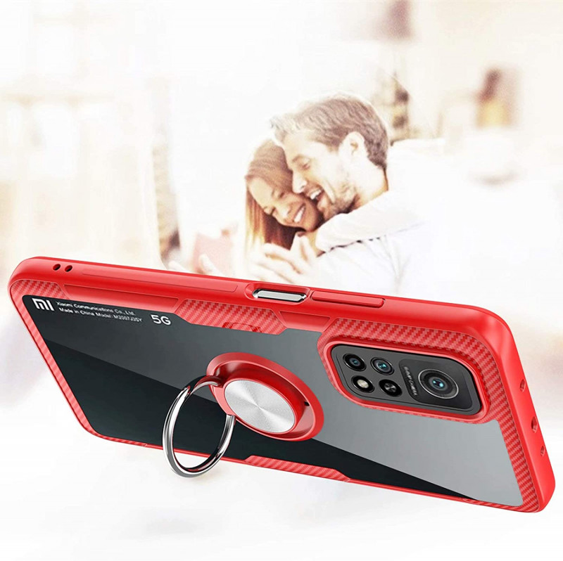 Фото TPU+PC чехол Deen CrystalRing for Magnet (opp) для Xiaomi Mi 10T / Mi 10T Pro (Бесцветный / Красный) в магазине vchehle.ua