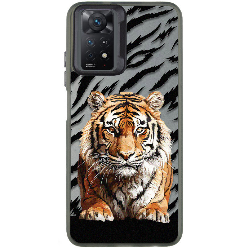 TPU+PC чехол TakiTaki Magic glow для Xiaomi Redmi Note 11 Pro 4G/5G / 12 Pro 4G (Tiger on the ground / Black)