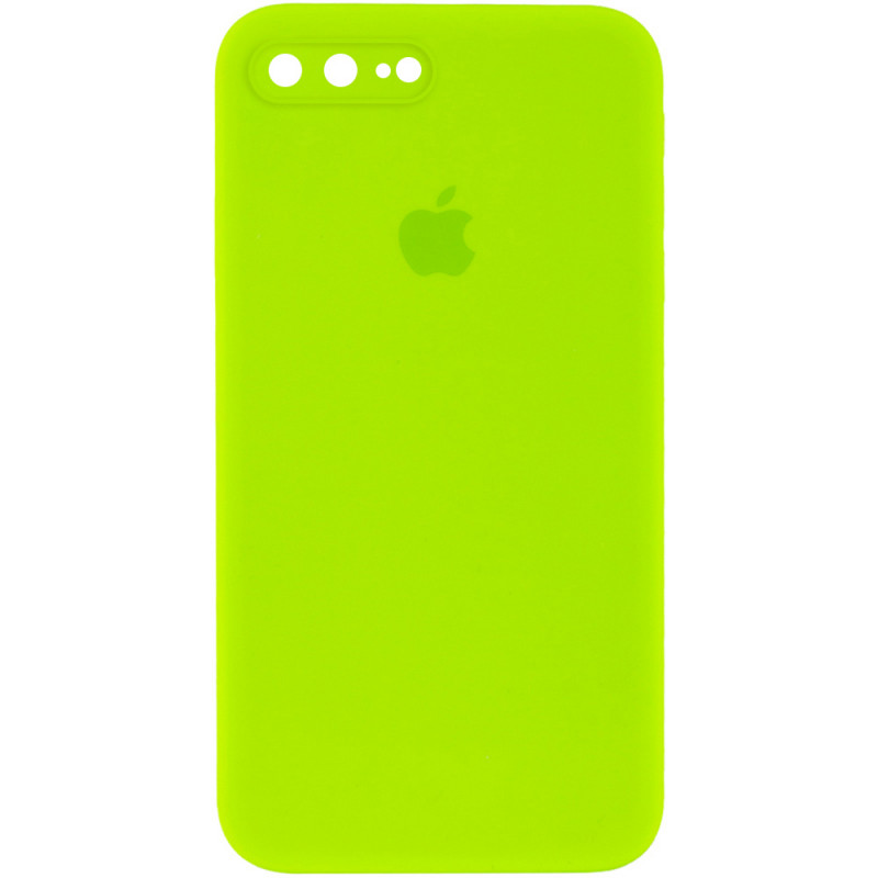 Чехол Silicone Case Square Full Camera Protective (AA) для Apple iPhone 7 plus / 8 plus (5.5") (Салатовый / Neon green)