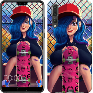 

Чехол Прикольная девочка со скейтбордом для Huawei P20 Pro 618395