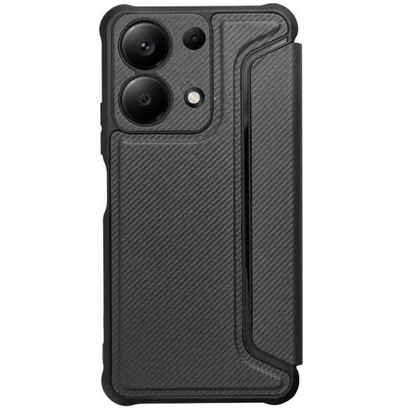 Фото Кожаный чехол книжка GETMAN Razor (PU) для Xiaomi Redmi 13 4G / Poco M6 4G (Carbon) на vchehle.ua