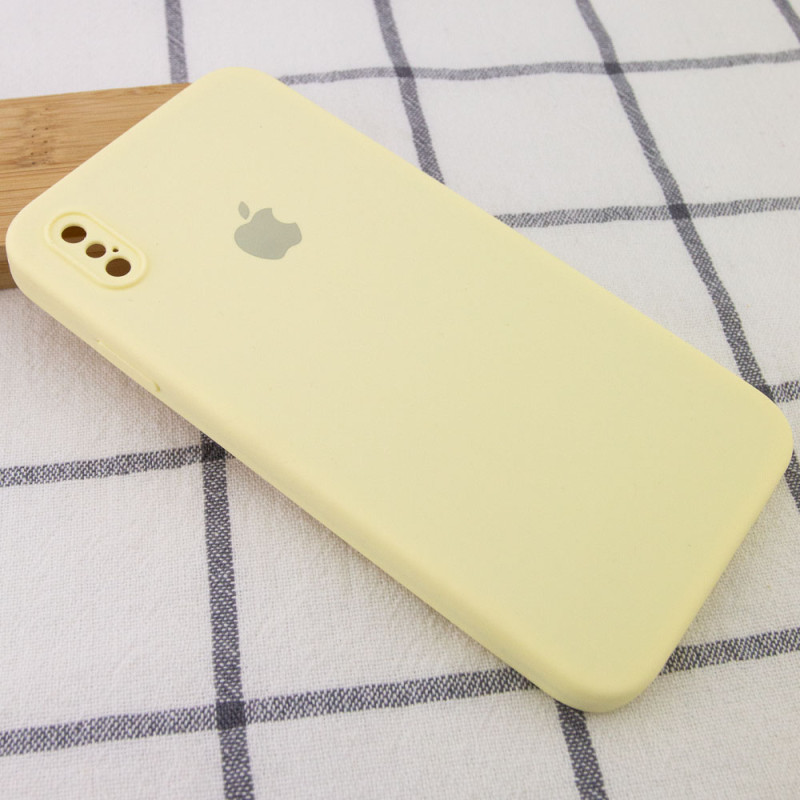 Фото Чохол Silicone Case Square Full Camera Protective (AA) на Apple iPhone XS Max (6.5") (Эстетический дефект / Жовтий / Mellow Yellow) на vchehle.ua