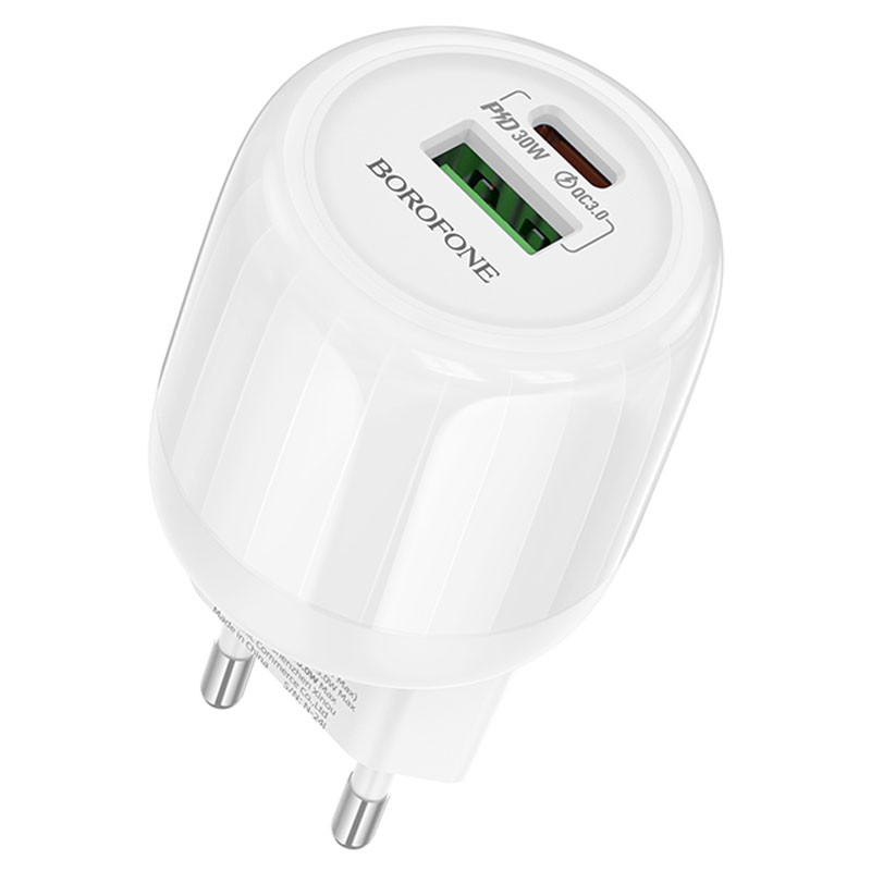 МЗП Borofone BA94A Lustrous PD30W+QC3.0 (1USB-A/1C) (White)
