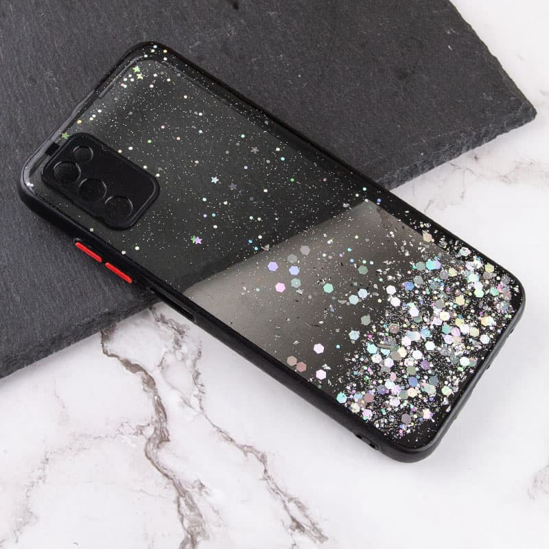 Фото TPU чехол Spangle star с защитой камеры для Samsung Galaxy A03s (Черный) на vchehle.ua