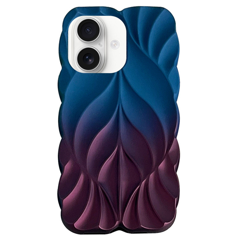 TPU чехол Leaf для Apple iPhone 16 (6.1") (Navy Blue / Plum)