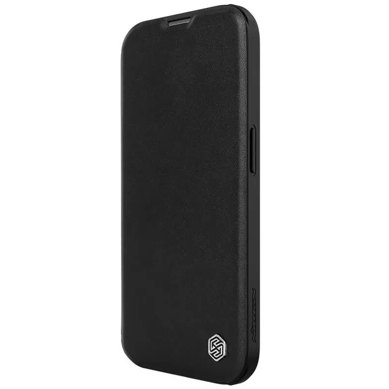 Фото Кожаный чехол (книжка) Nillkin Qin Prop Plain Camshield для Apple iPhone 16 (6.1") (Classic Black) на vchehle.ua