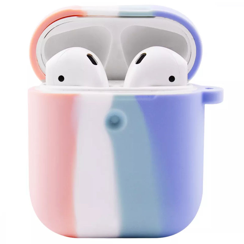 Силиконовый футляр Colorfull для наушников AirPods 1/2 (Розовый / Сиреневый)