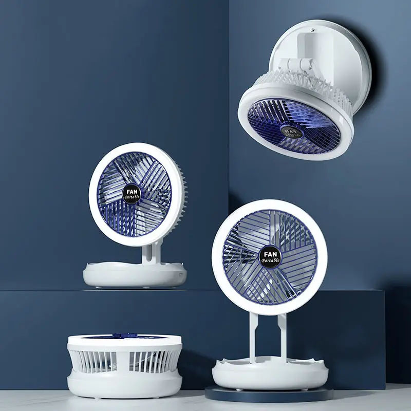 Настільний складаний вентилятор Folding Fan 2in1 with Night Light (White) в магазині vchehle.ua