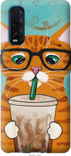 Чехол Зеленоглазый кот в очках для Oppo Find X2
