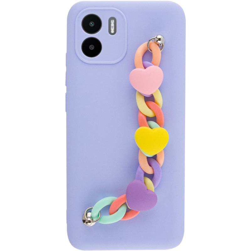 Фото Чохол Chained Heart з підвісним ланцюжком на Xiaomi Redmi A1 / A2 (Lilac Blue) на vchehle.ua