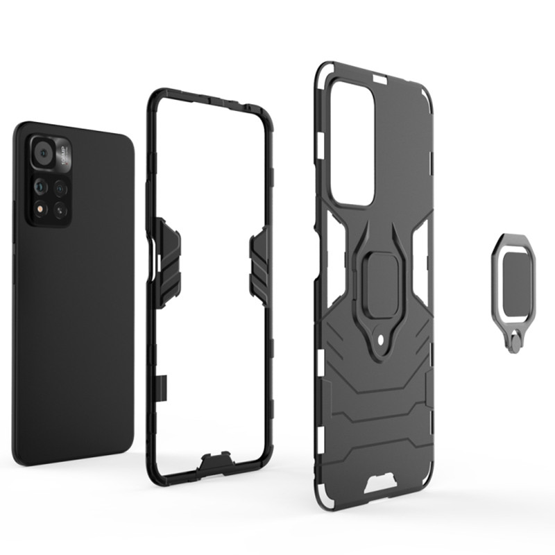 Ударопрочный чехол Transformer Ring for Magnet для Xiaomi Redmi Note 11 Pro 4G/5G / 12 Pro 4G (Черный / Soul Black) в магазине vchehle.ua